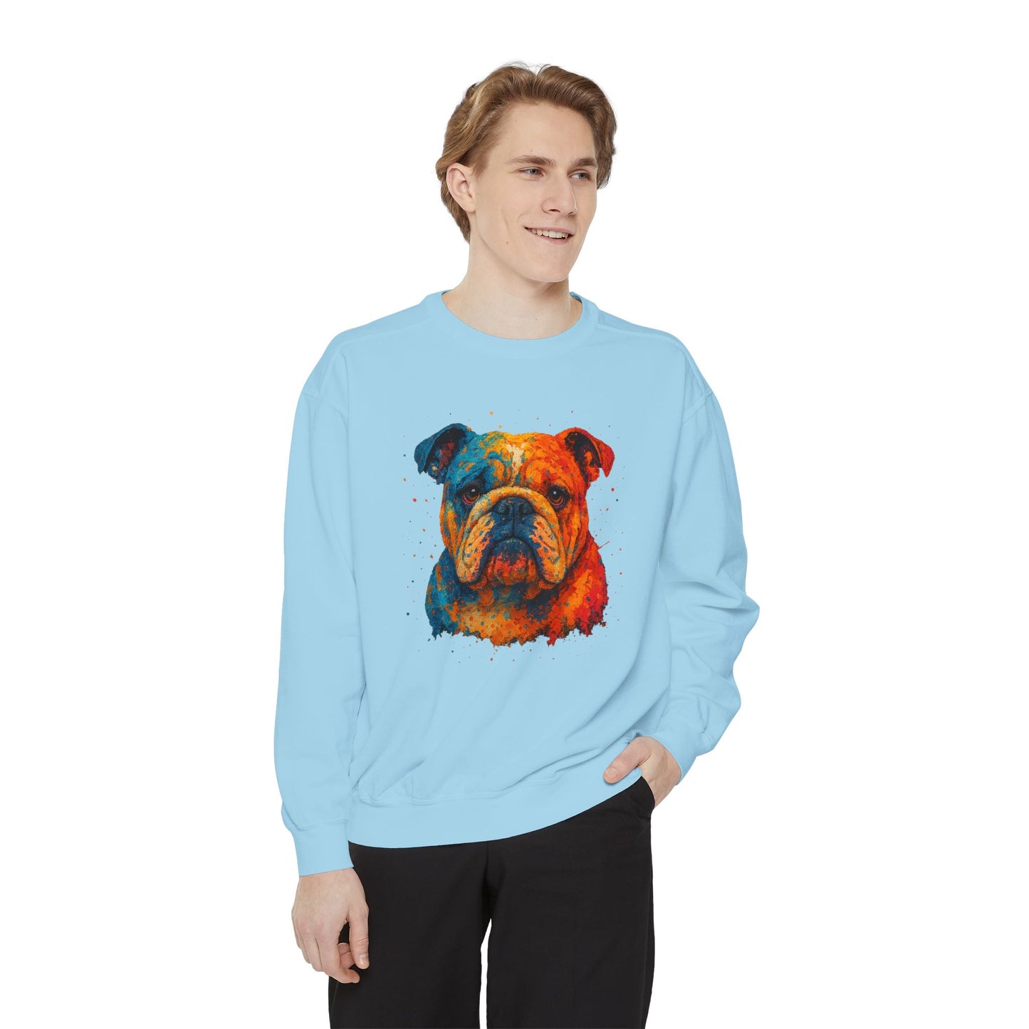 Vibrant Bulldog Sweatshirt - Cozy, Garment-Dyed Unisex Style - Riff Raff Wear