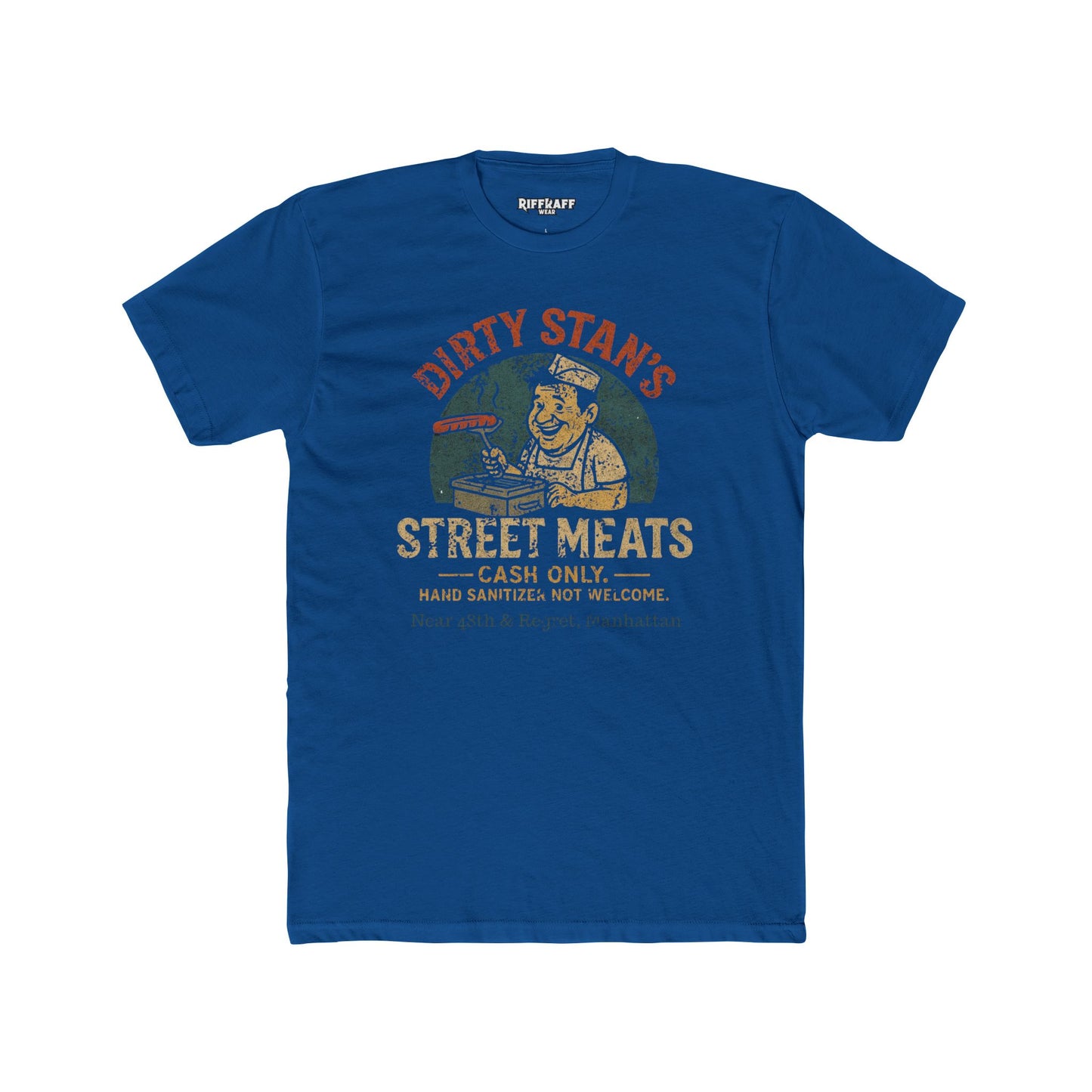 Funny Unisex Cotton Crew Tee - Dirty Stan's Street Meats Graphic T-Shirt - Riff Raff Wear