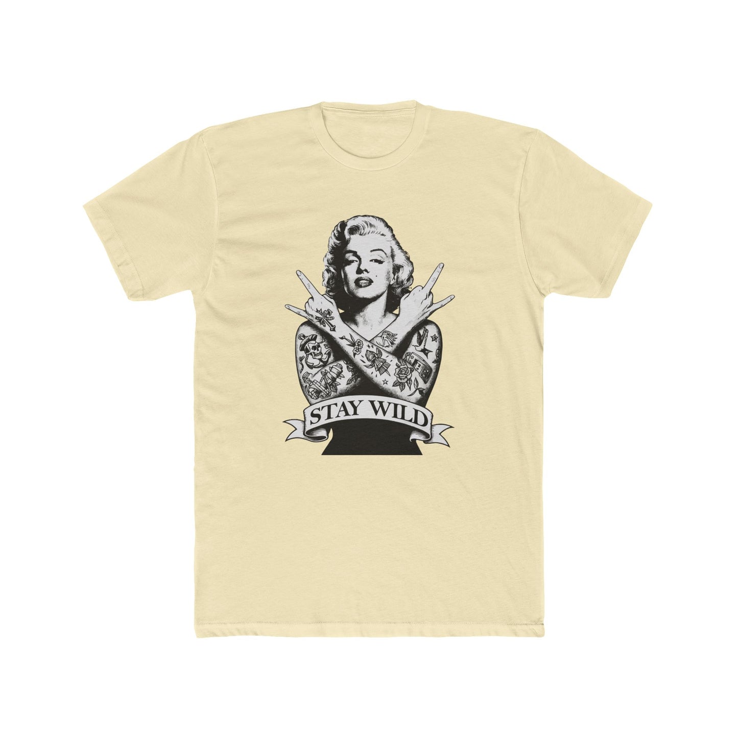Stay Wild Unisex Cotton Crew Tee - Retro Tattoo Style Shirt - Riff Raff Wear