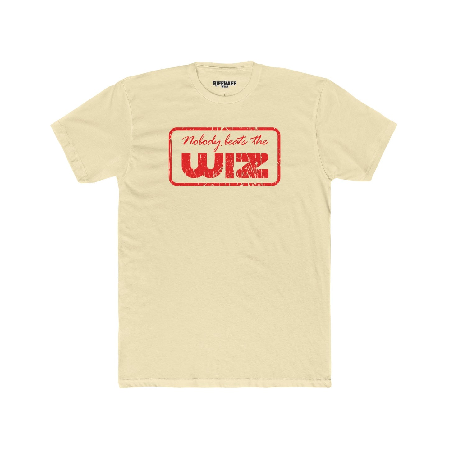 Nobody Beats The Wiz Unisex Cotton Crew Tee - Retro Retail T-Shirt - Riff Raff Wear