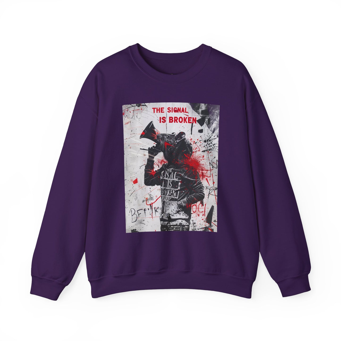 Unisex Crewneck Sweatshirt - "The Signal is Broken" Graphic Design - Riff Raff Wear