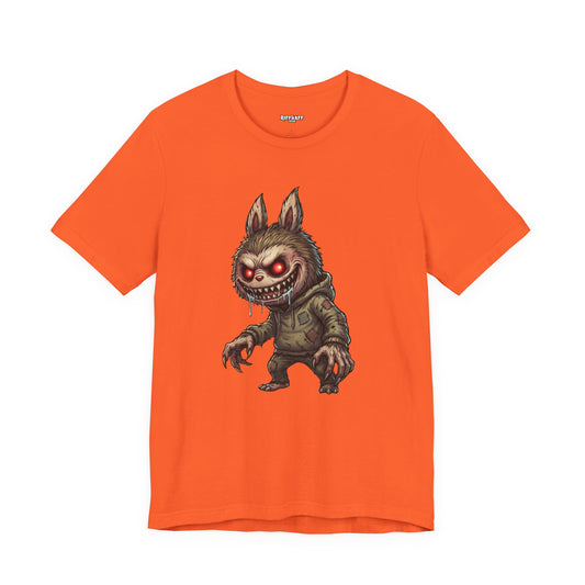 Graphic Tee — Creepy Bunny Monster Front with "F*** You and Your Lab***" Bold Back