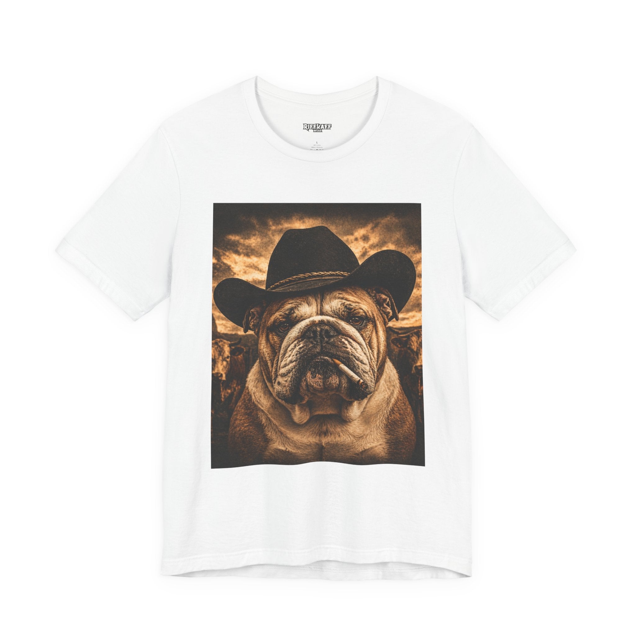 Bulldog Cowboy T‑Shirt  Vintage Western Dog Graphic Tee - Riff Raff Wear