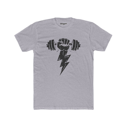 Motivational Gym Crew Tee - Bold Fist & Dumbbell Design - Riff Raff Wear