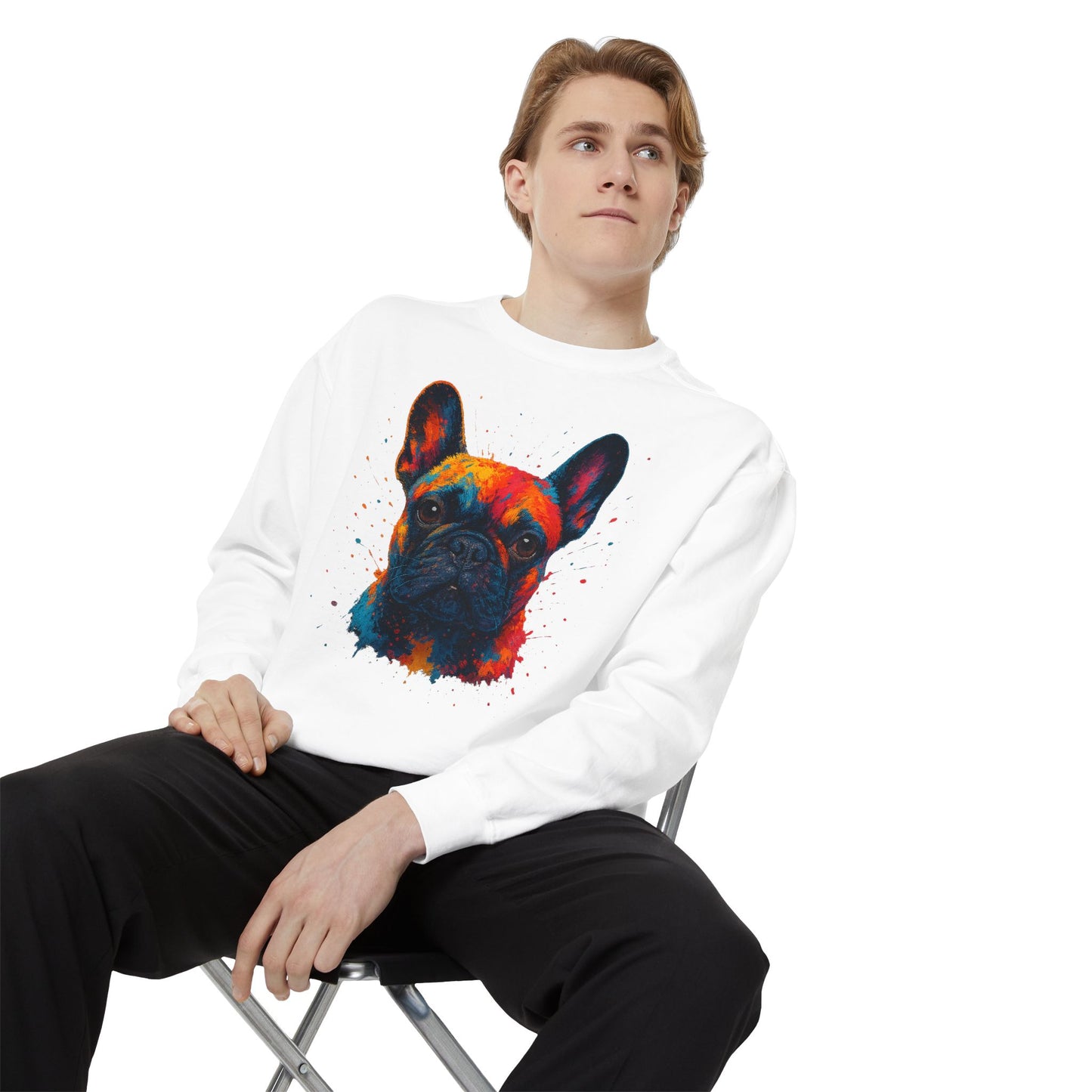 Colorful French Bulldog Sweatshirt - Unisex Garment-Dyed Design - Riff Raff Wear