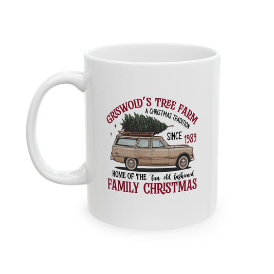 Vintage Truck Christmas Mug - Ceramic Coffee Cup, Festive Holiday Gift, Rustic Farmhouse Decor - Riff Raff Wear