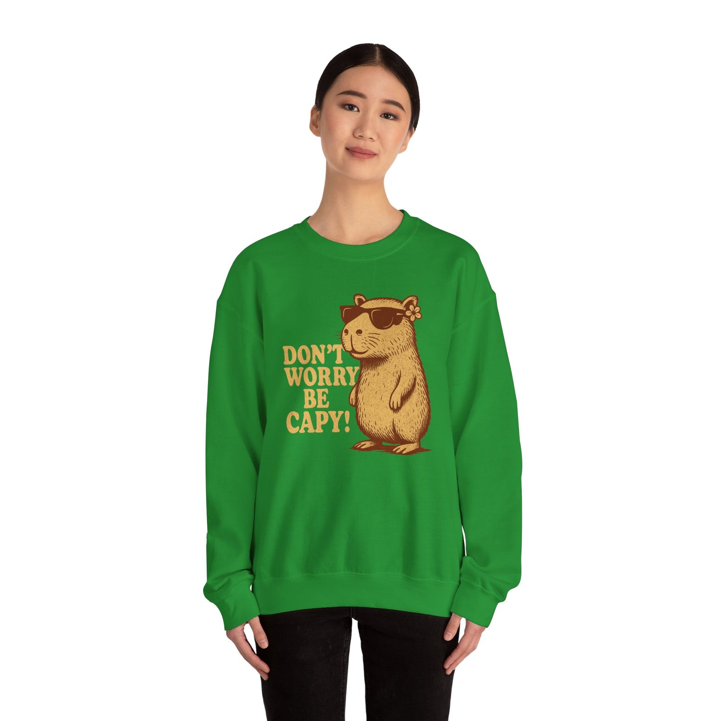 Don't Worry Be Capy! - Unisex Heavy Blend Crewneck Sweatshirt - Riff Raff Wear