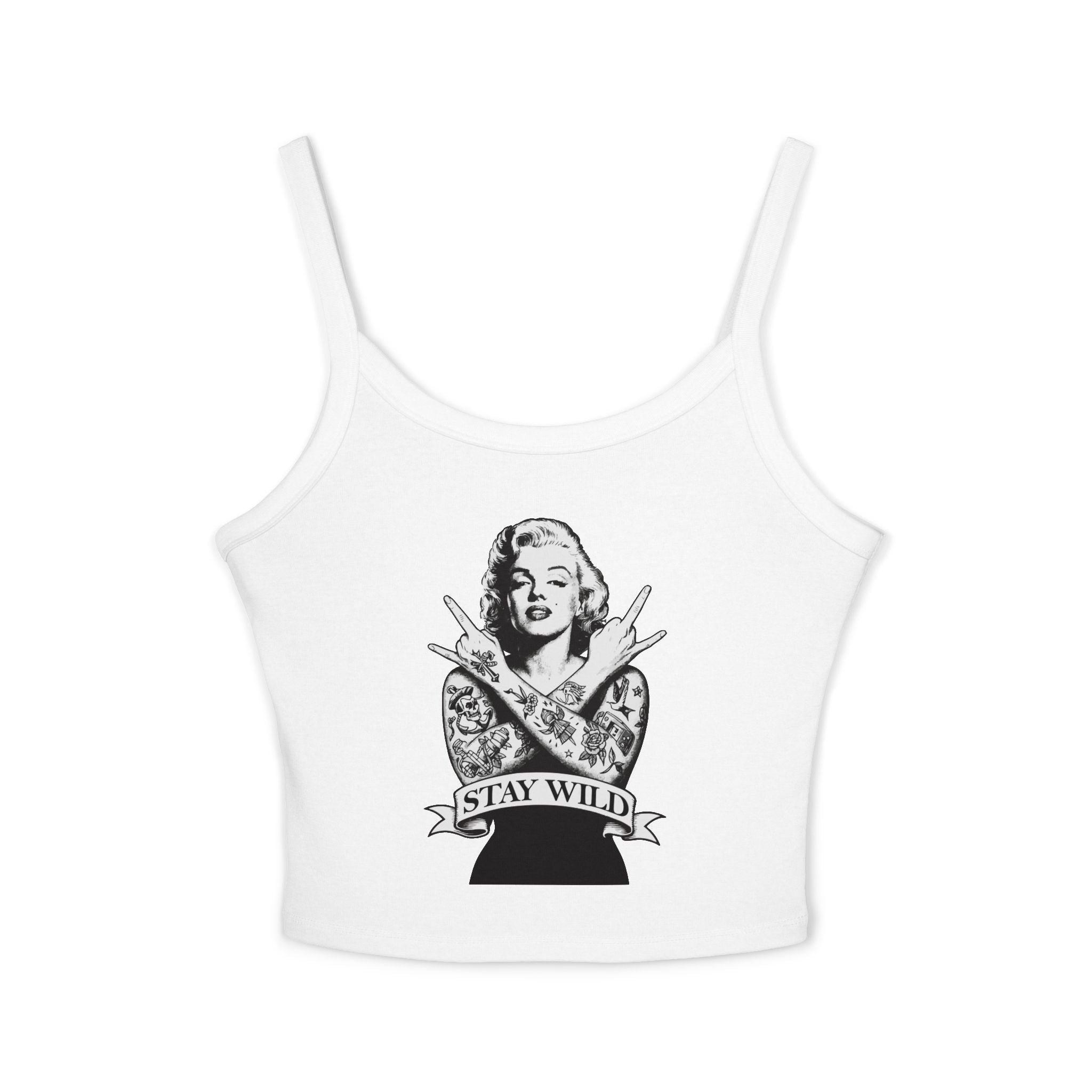 Stay Wild Marilyn Monroe Spaghetti Strap Tank Top – Trendy Women's Apparel for Summer & Festivals - Riff Raff Wear