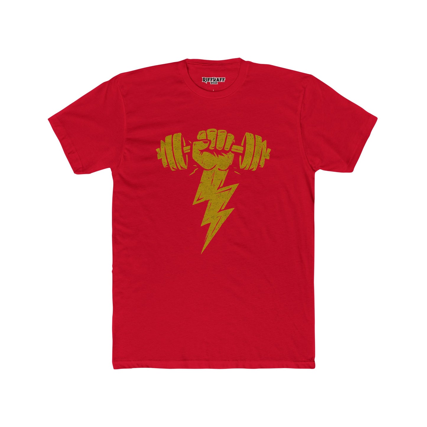 Motivational Gym Crew Tee - Bold Fist & Dumbbell Design - Riff Raff Wear