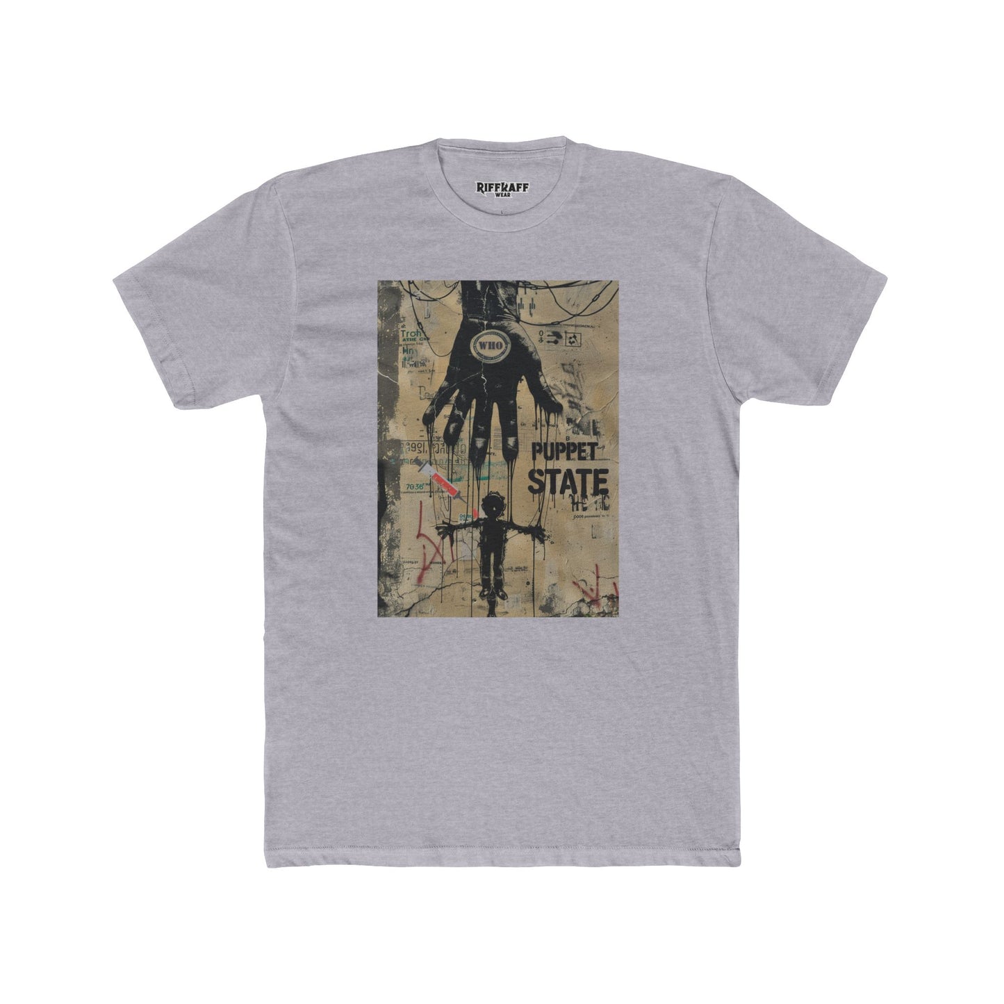 Unisex Cotton Crew Tee - Puppet State Political Art - Riff Raff Wear