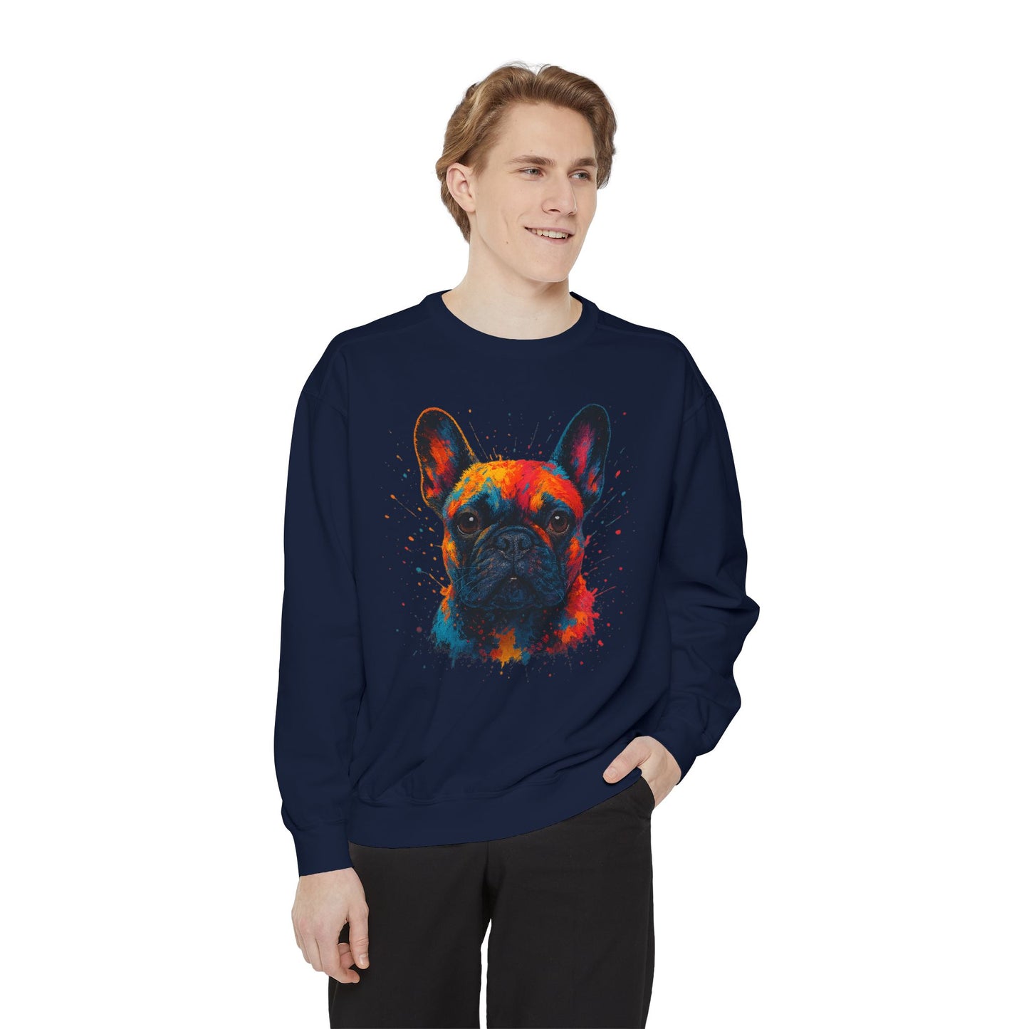Colorful French Bulldog Sweatshirt - Unisex Garment-Dyed Design - Riff Raff Wear