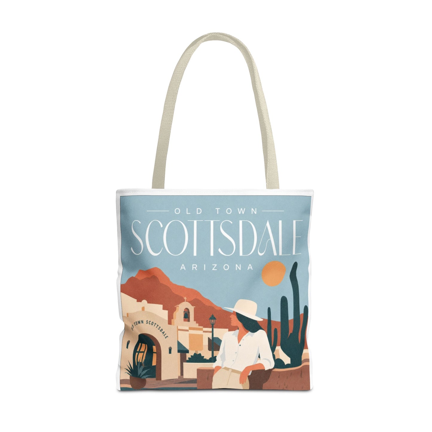 Scottsdale Arizona Vintage Travel Tote Bag — Old Town Desert Poster Design