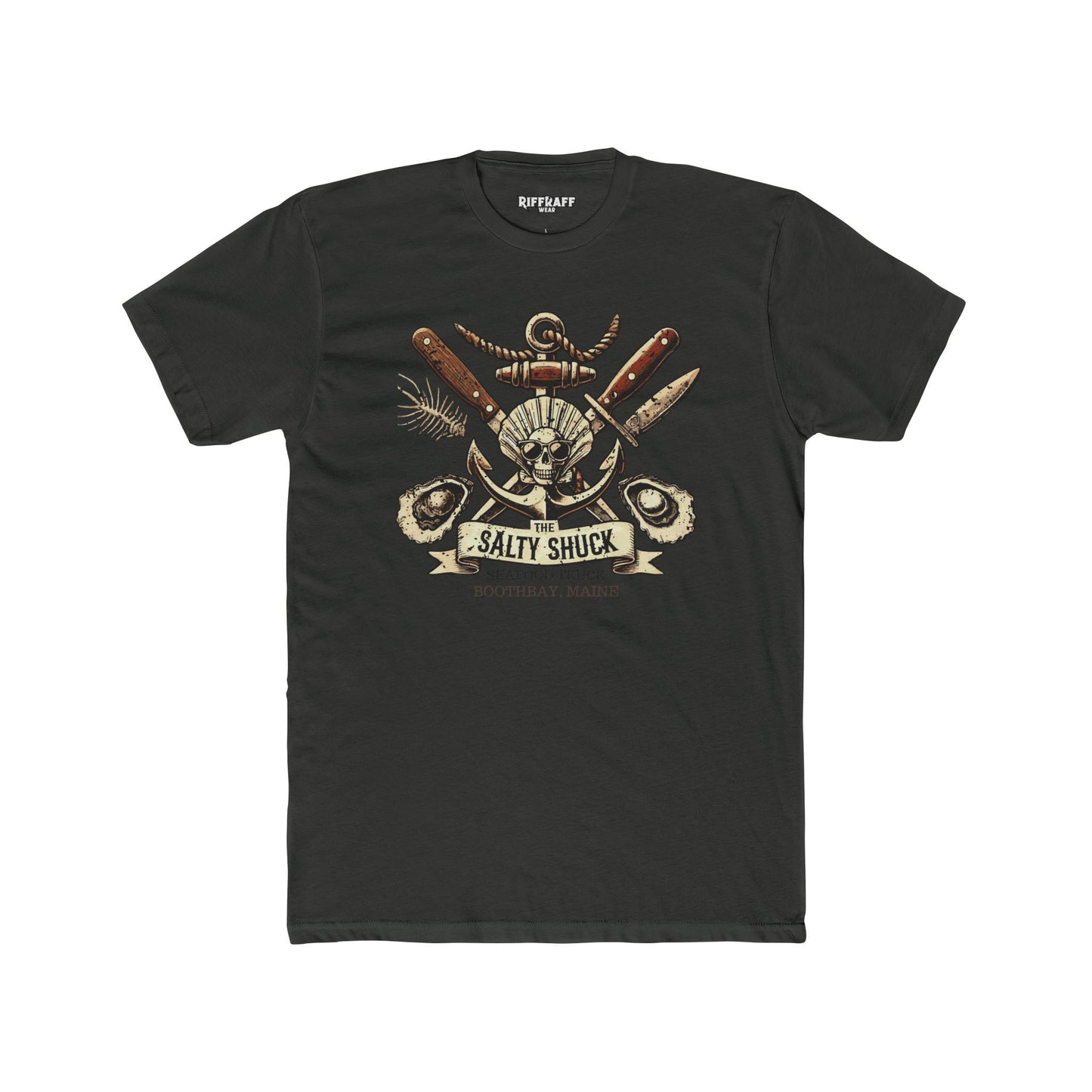 Salty Shuck Seafood Truck Crew Tee | Vintage Inspired Unisex Cotton T-Shirt - Riff Raff Underground
