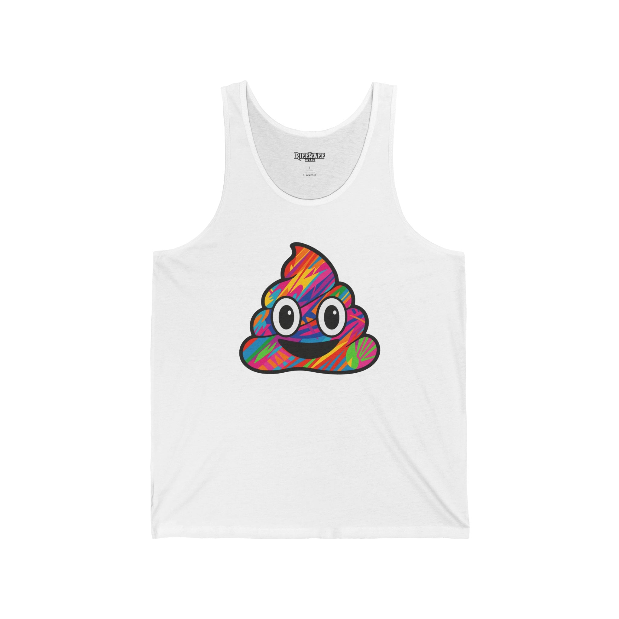 Colorful Poop Emoji Unisex Jersey Tank - Fun and Playful Top for Casual Outings - Riff Raff Wear