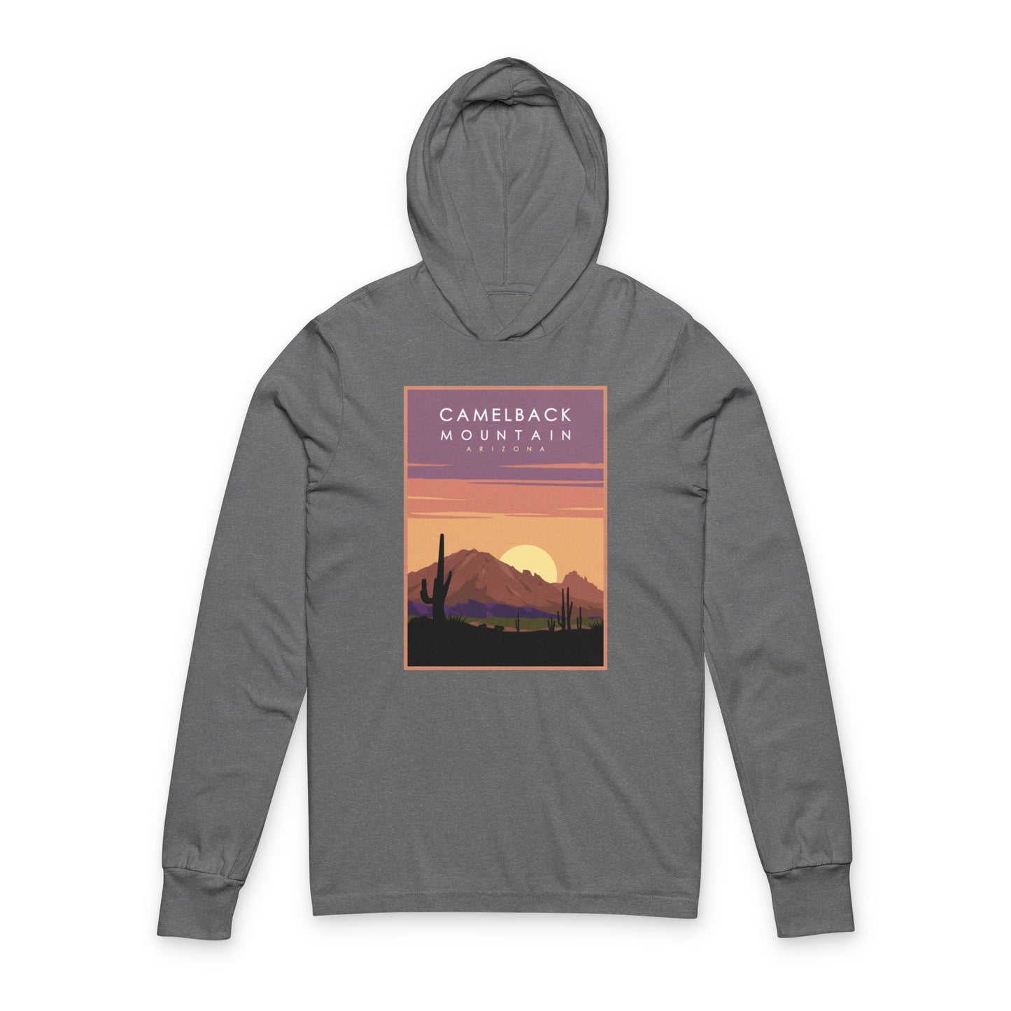 Hooded Long Sleeve Tee — Camelback Mountain Sunset Graphic