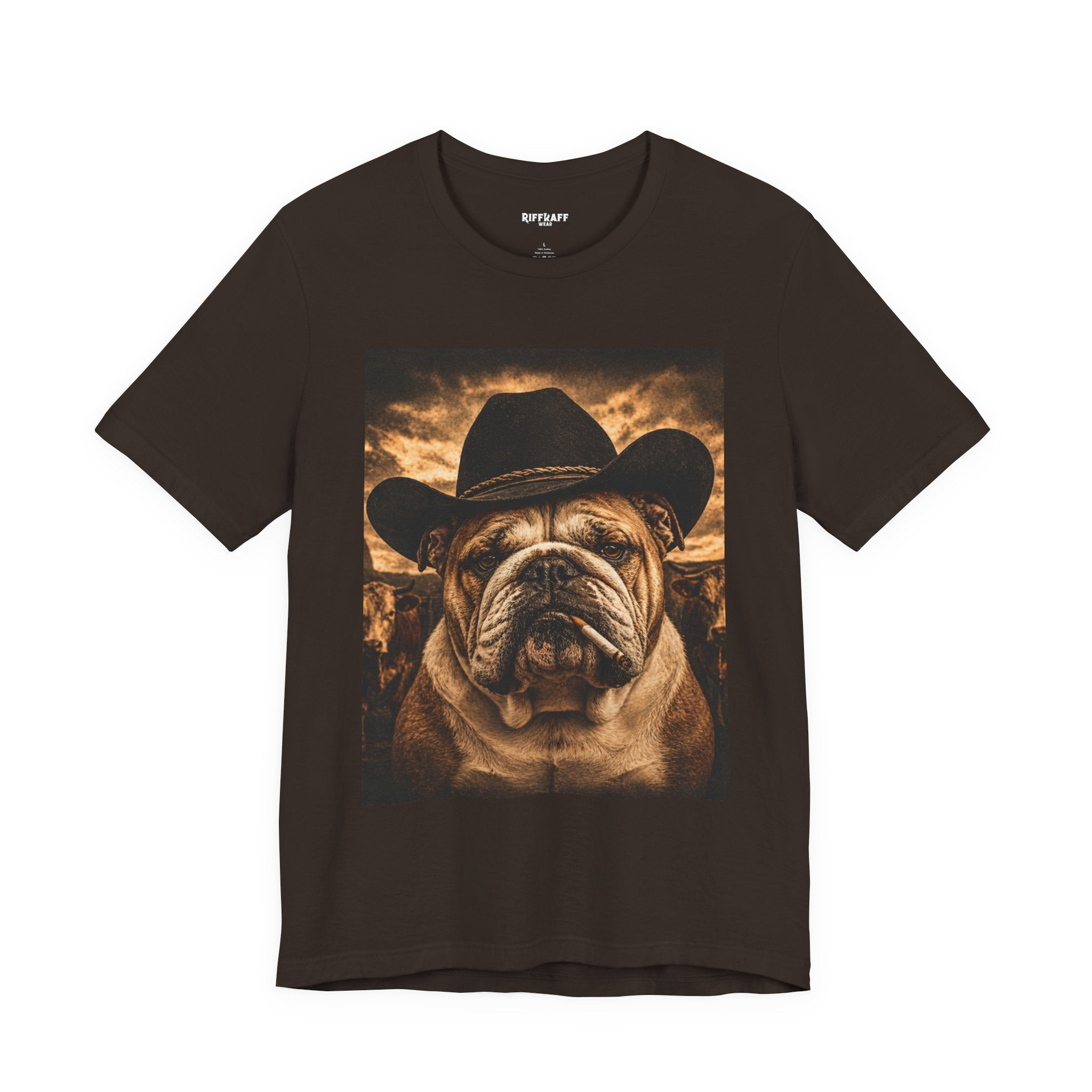 Bulldog Cowboy T‑Shirt  Vintage Western Dog Graphic Tee - Riff Raff Wear