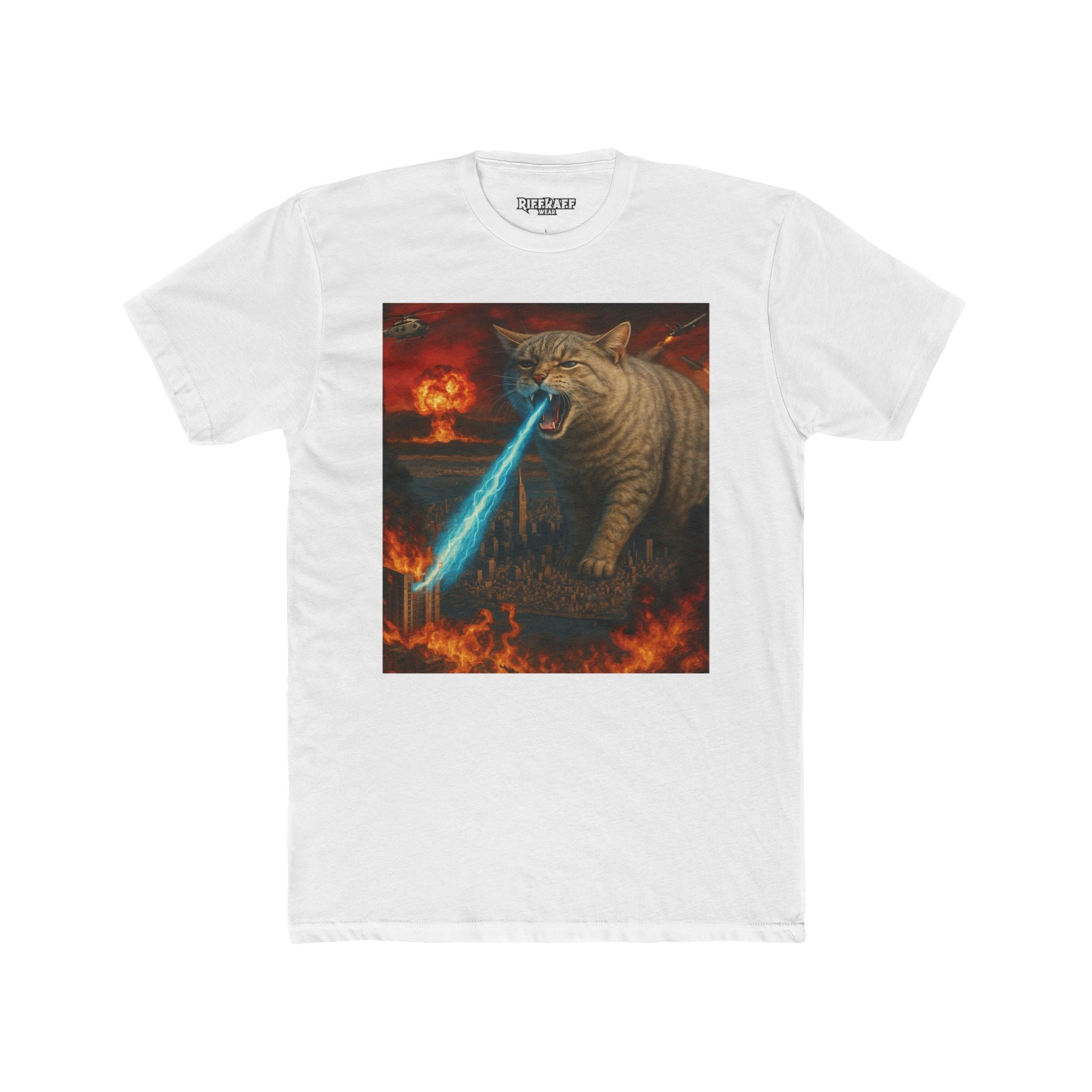 Epic Cat Battle Unisex Cotton Crew Tee - Fun Graphic Tee for Animal Lovers - Riff Raff Wear