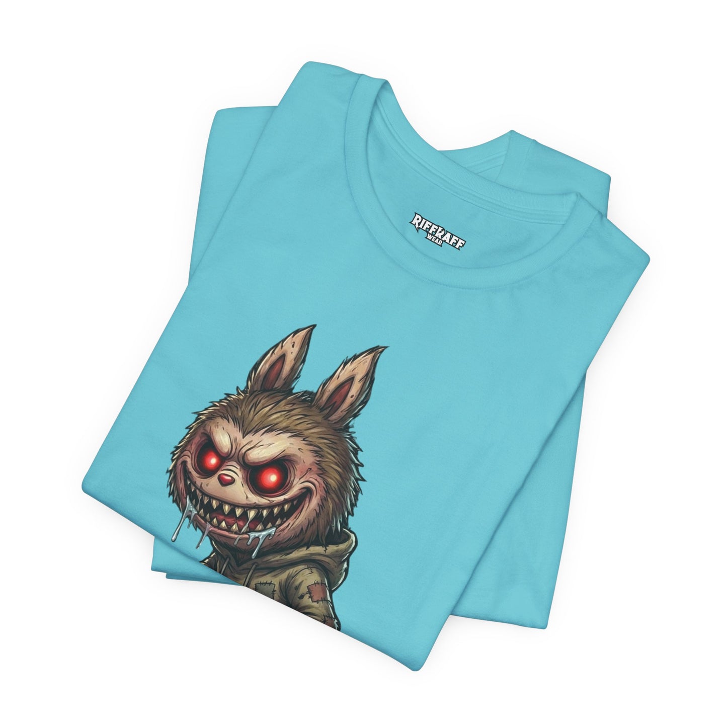 Graphic Tee — Creepy Bunny Monster Front with "F*** You and Your Lab***" Bold Back