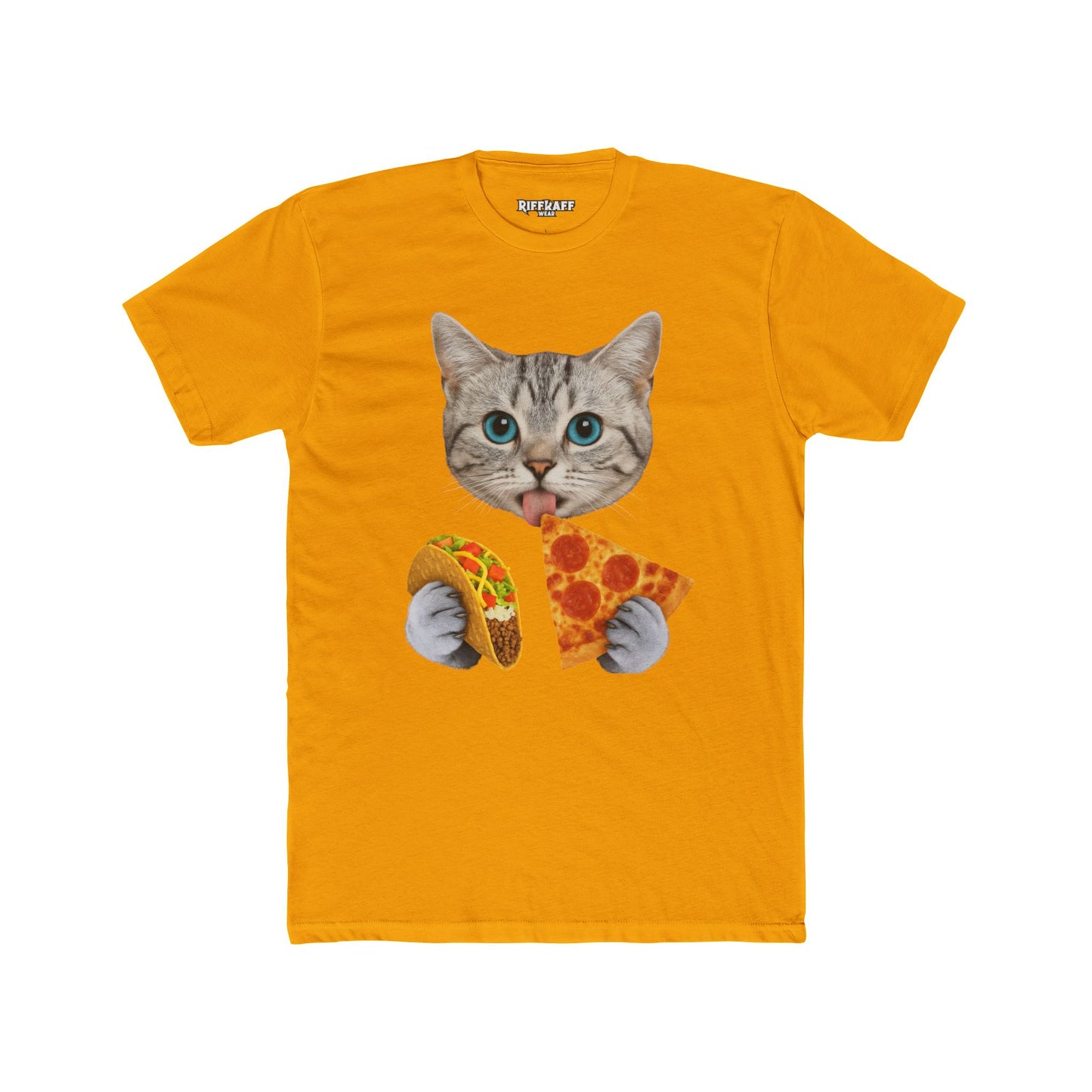 Funny Cat Pizza Taco Unisex Cotton Crew Tee - Riff Raff Wear