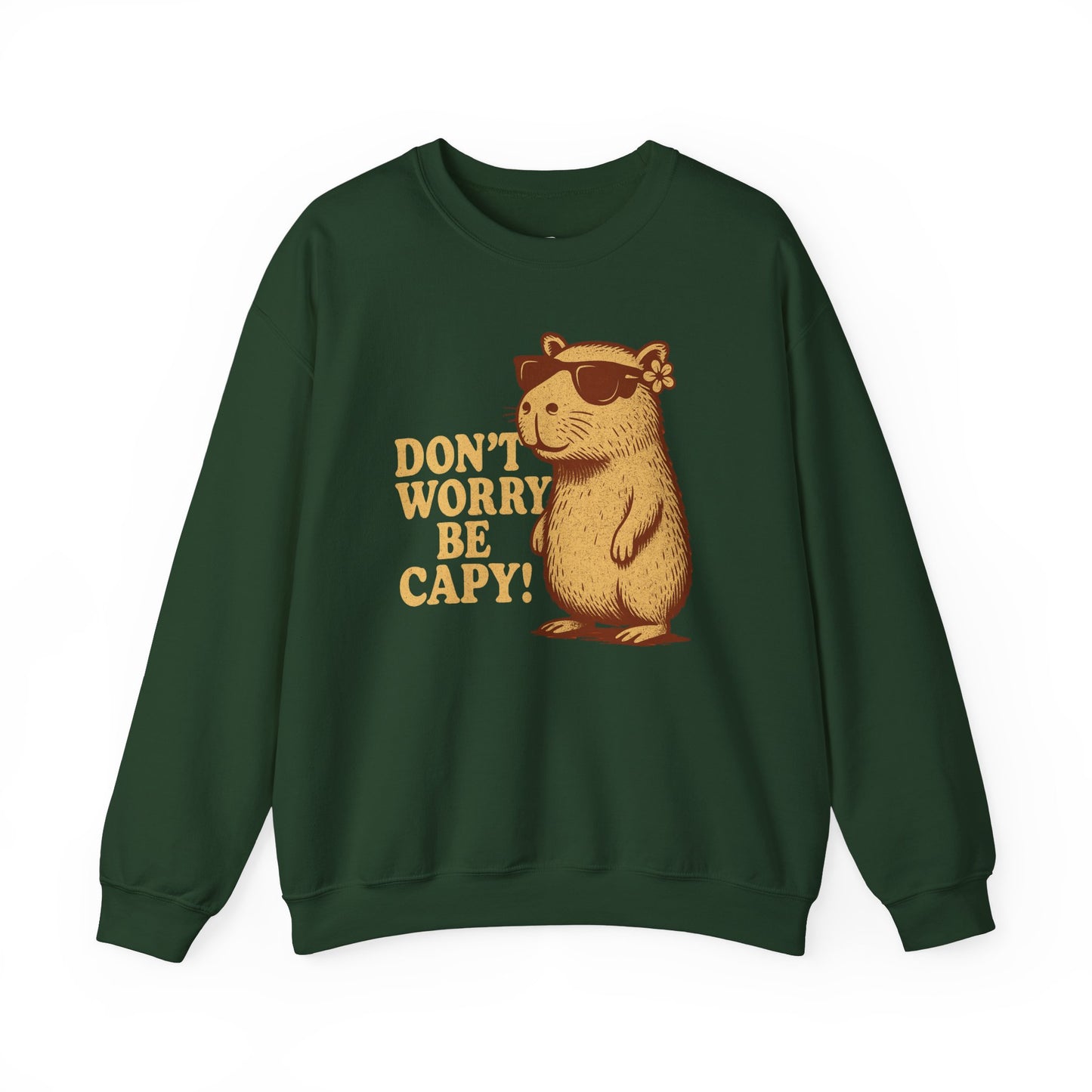 Don't Worry Be Capy! - Unisex Heavy Blend Crewneck Sweatshirt - Riff Raff Wear