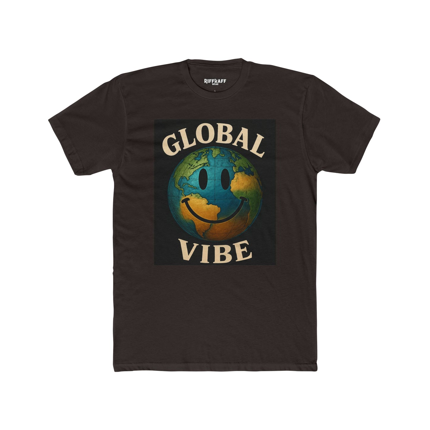 Global Vibe Unisex Cotton Crew Tee - Positive Earth Design for Eco Lovers - Riff Raff Wear