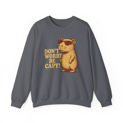 Don't Worry Be Capy! - Unisex Heavy Blend Crewneck Sweatshirt - Riff Raff Wear