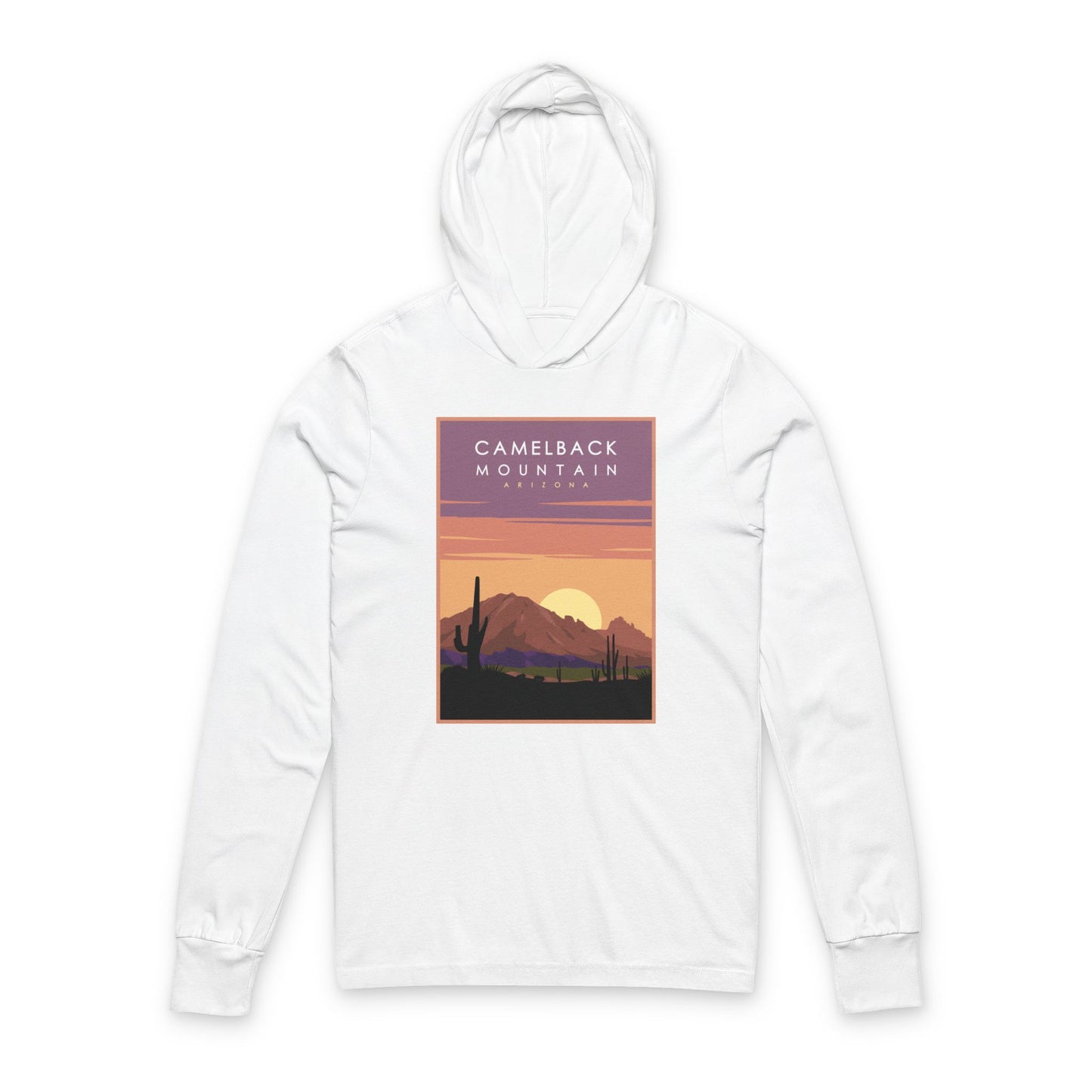 Hooded Long Sleeve Tee — Camelback Mountain Sunset Graphic
