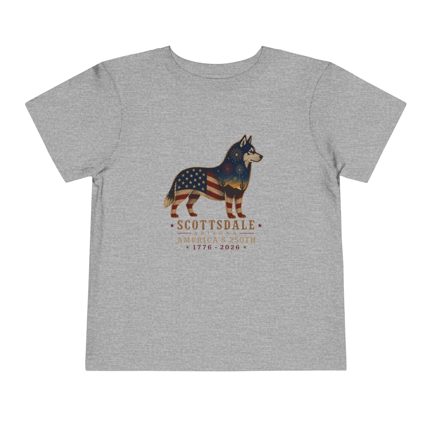 Toddler Tee — Scottsdale America’s 250th Flag Husky Dog Graphic