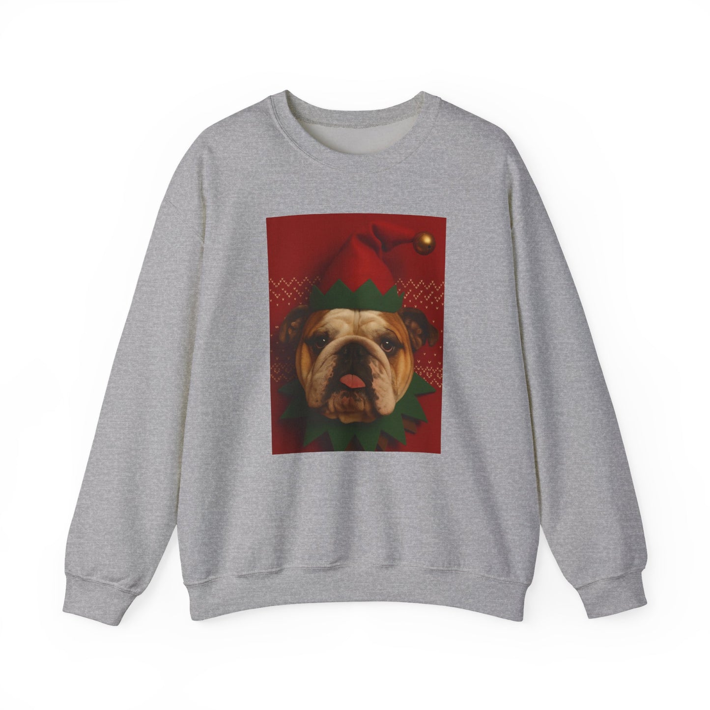 Festive Bulldog Christmas Sweatshirt, Cozy Sweatshirt, Holiday Apparel, Dog Lover Gift, Christmas Sweater, Fun Winter Outfit - Rif Raff Wear