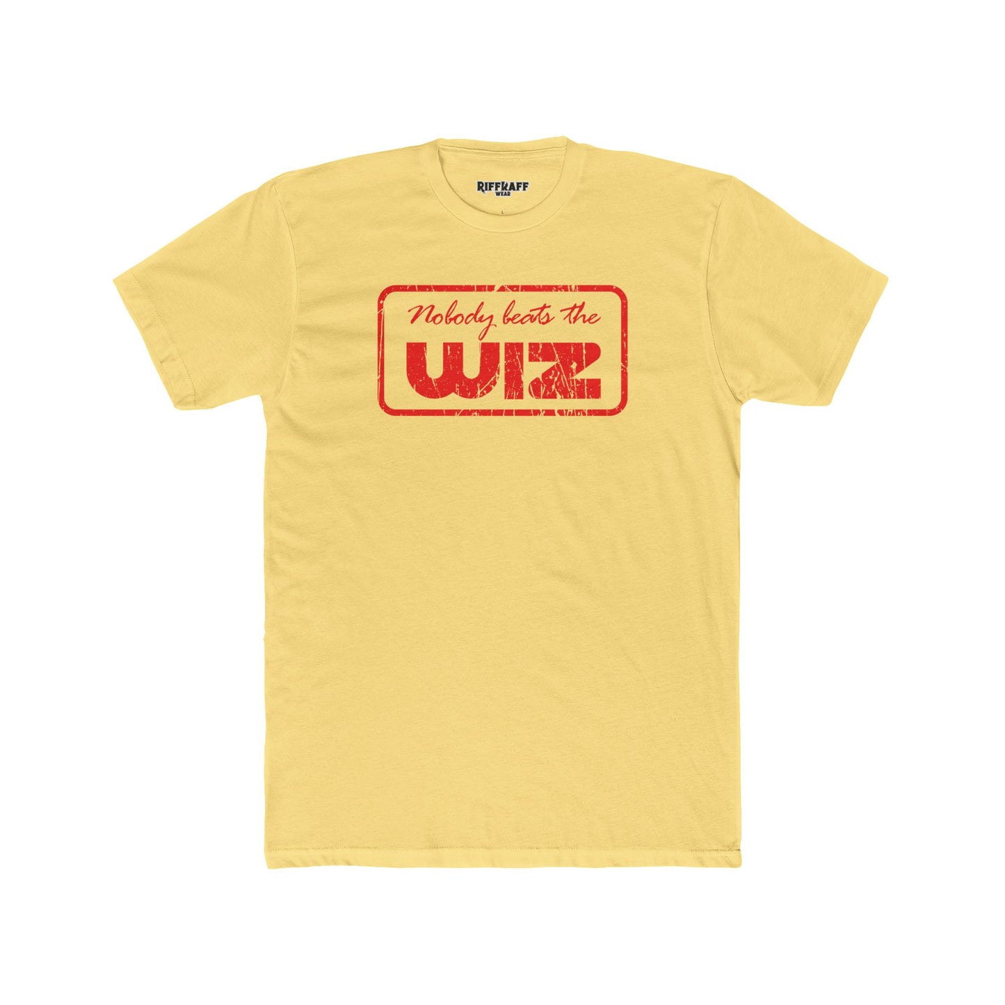 Nobody Beats The Wiz Unisex Cotton Crew Tee - Retro Retail T-Shirt - Riff Raff Wear