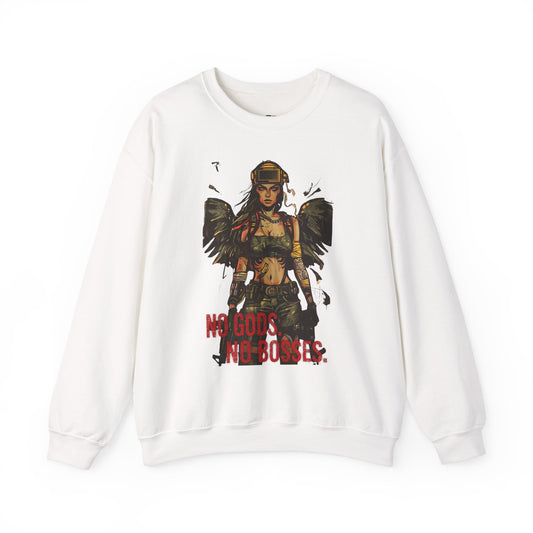 No Gods No Bosses Unisex Crewneck Sweatshirt - Empowering Streetwear for Rebels - Riff Raff Wear