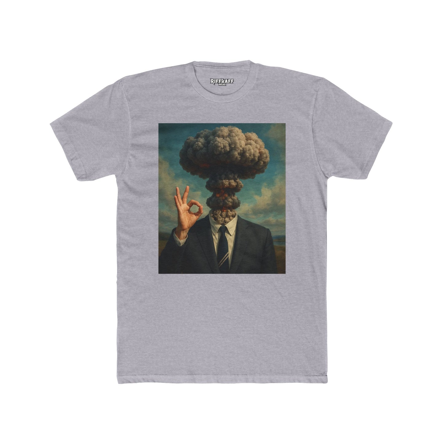 Surrealist Men's Cotton Crew Tee - Explosive Graphic Art - Riff Raff Wear