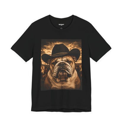 Bulldog Cowboy T‑Shirt  Vintage Western Dog Graphic Tee - Riff Raff Wear