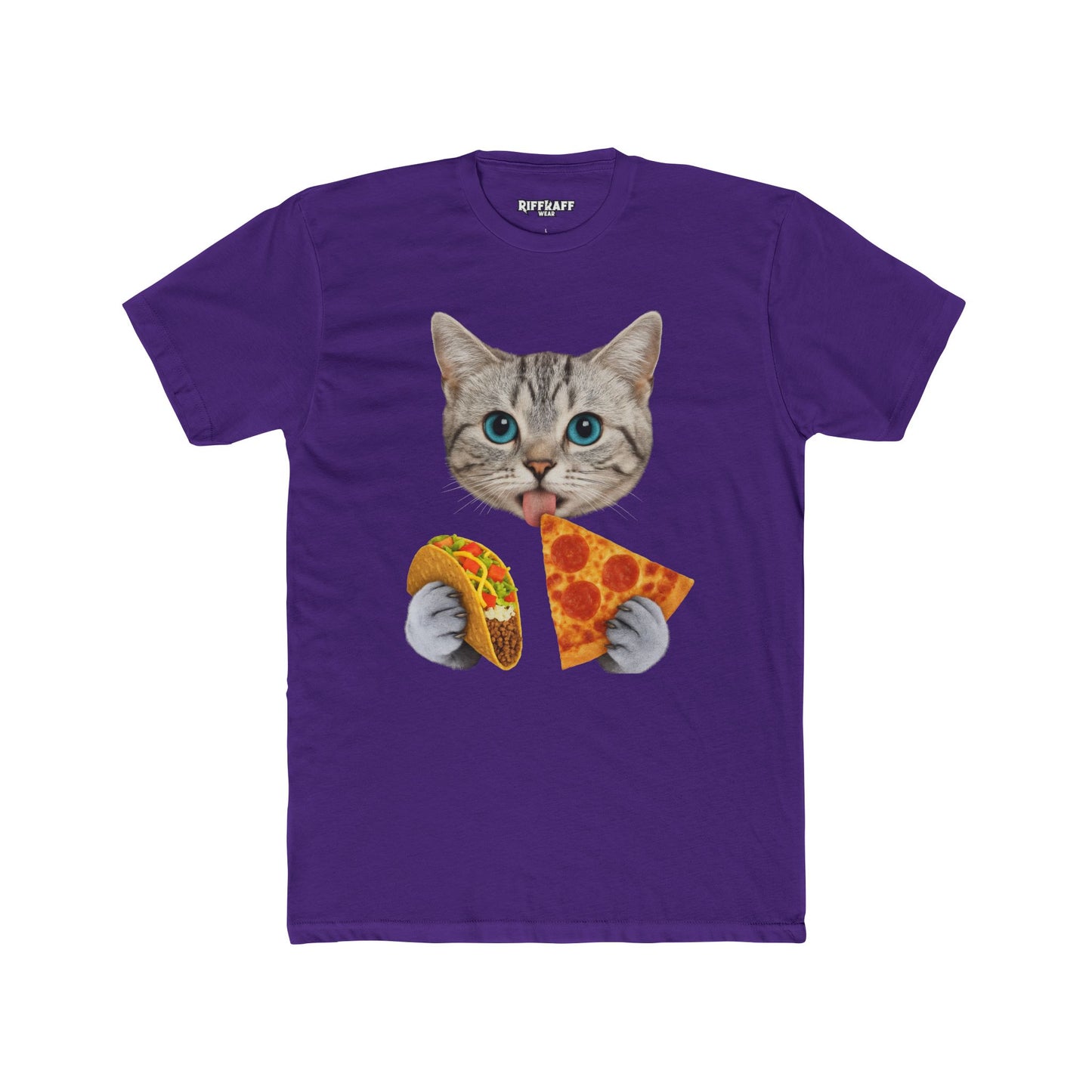 Funny Cat Pizza Taco Unisex Cotton Crew Tee - Riff Raff Wear