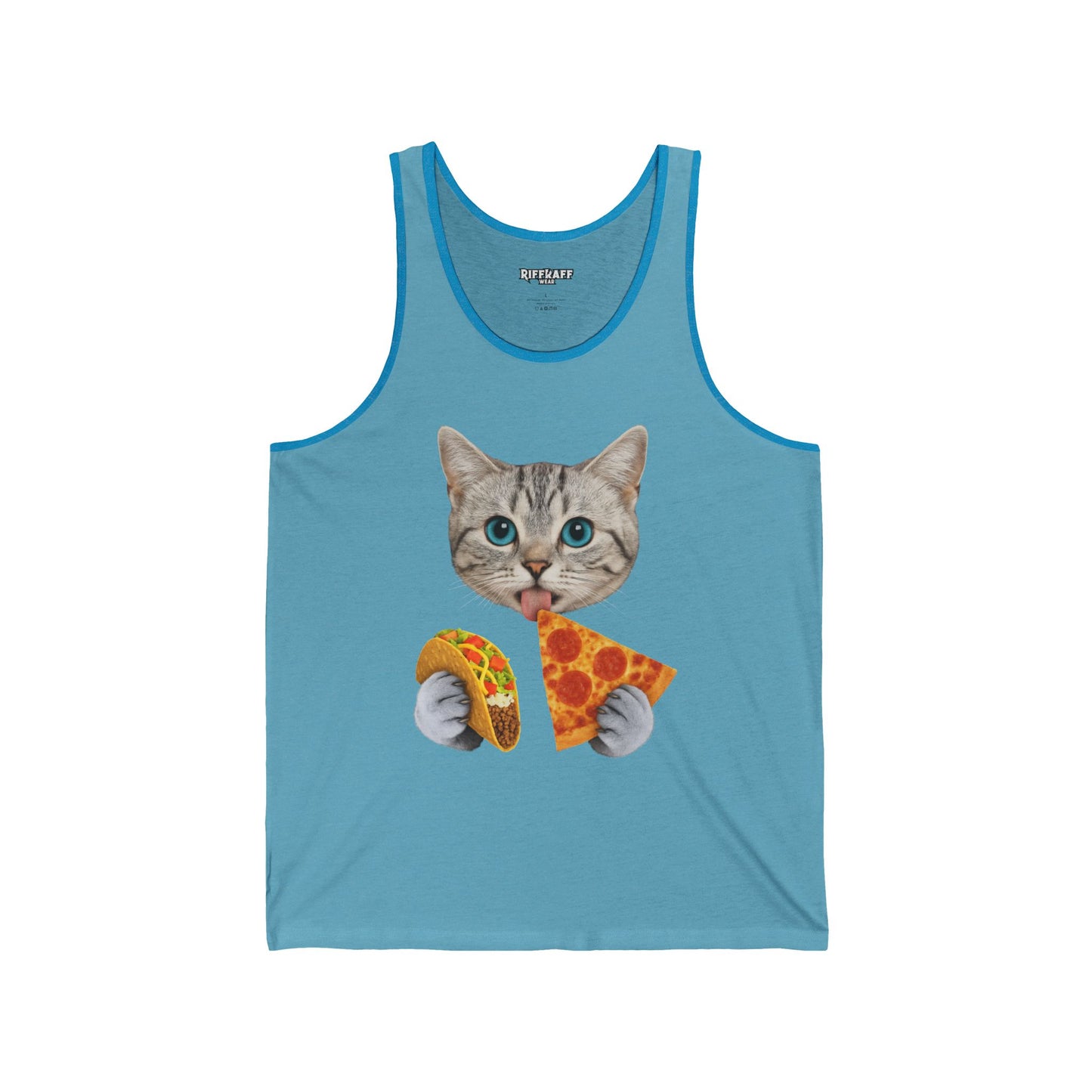 Funny Cat Pizza & Taco Unisex Jersey Tank Top - Riff Raff Wear
