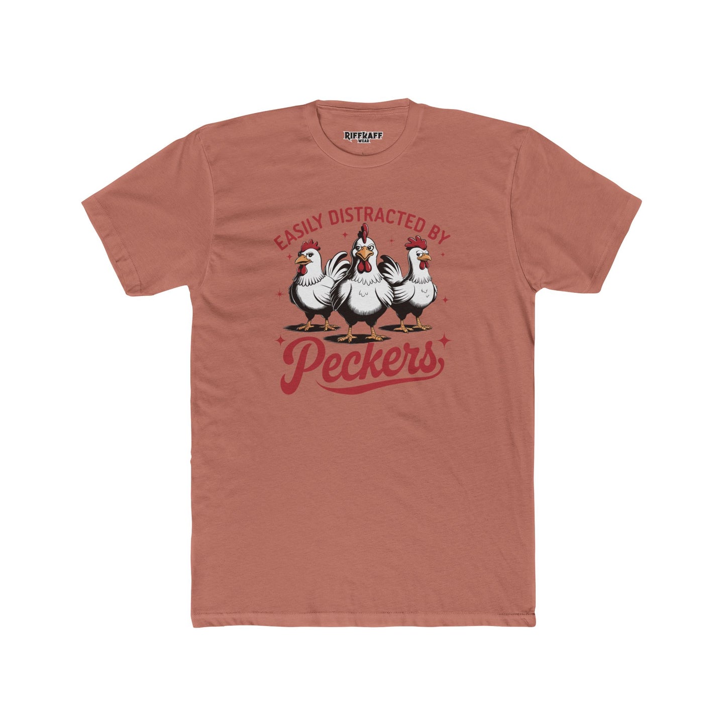 Easily Distracted by Peckers Unisex Cotton Crew Tee - Fun and Humorous Graphic T-Shirt - Riff Raff Wear