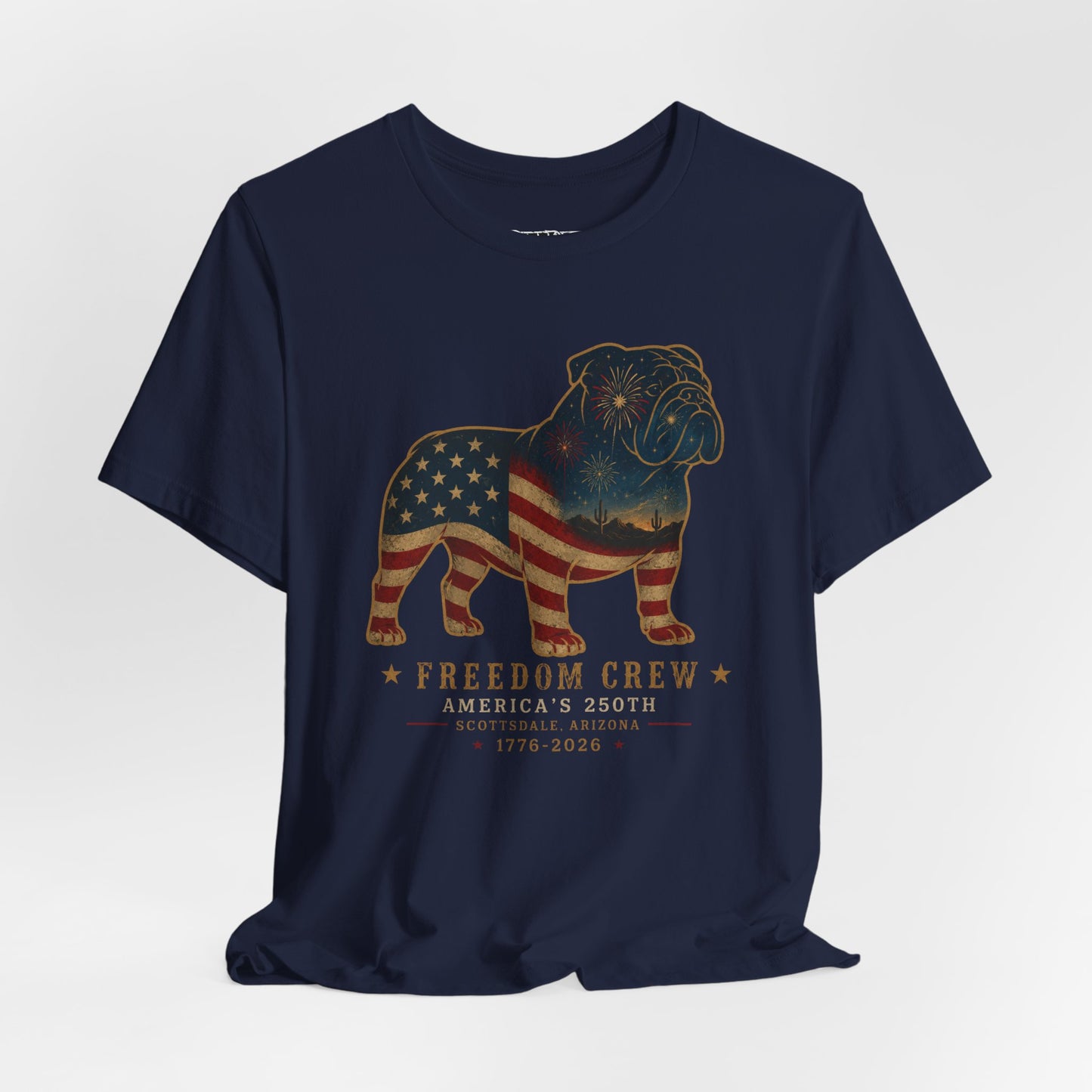 Freedom Crew English Bull Dog T-Shirt – Patriotic Bulldog Flag Tee