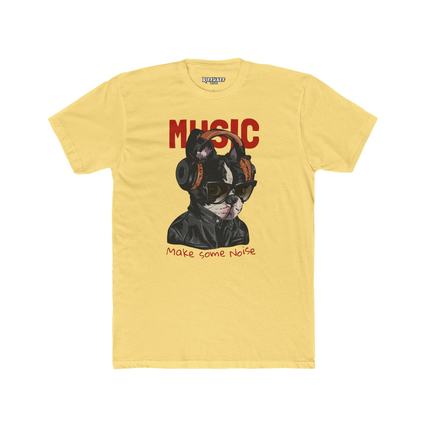 PetNique - Cool Dog Music Crew Tee - Unisex Cotton T-Shirt for Dog Lovers and Music Enthusiasts - Riff Raff Wear