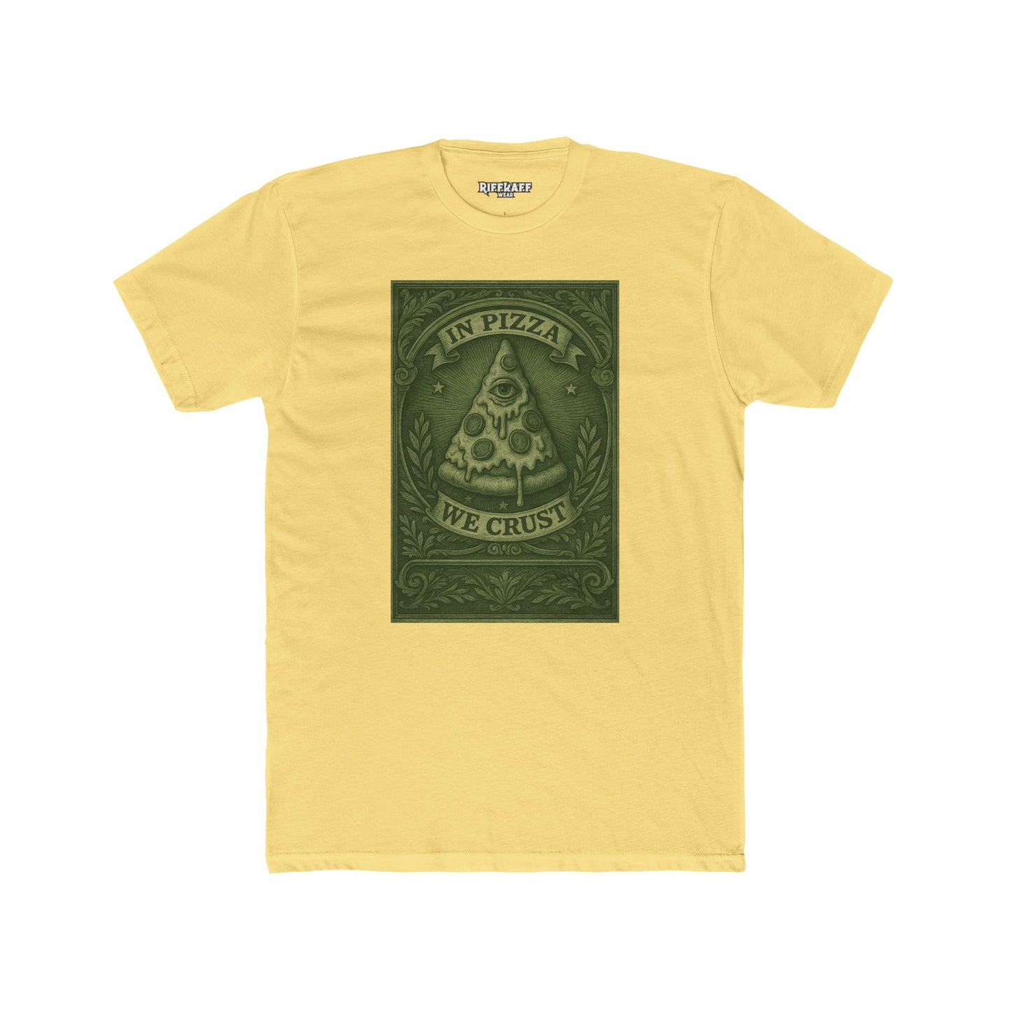 Funny Pizza Crew Tee - "In Pizza We Crust" Unisex Cotton Shirt - Riff Raff Wear