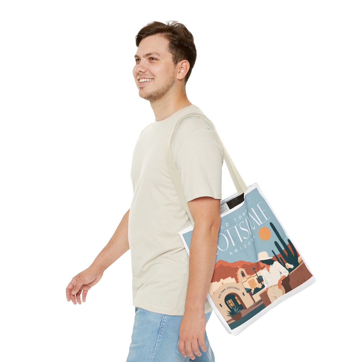Scottsdale Arizona Vintage Travel Tote Bag — Old Town Desert Poster Design