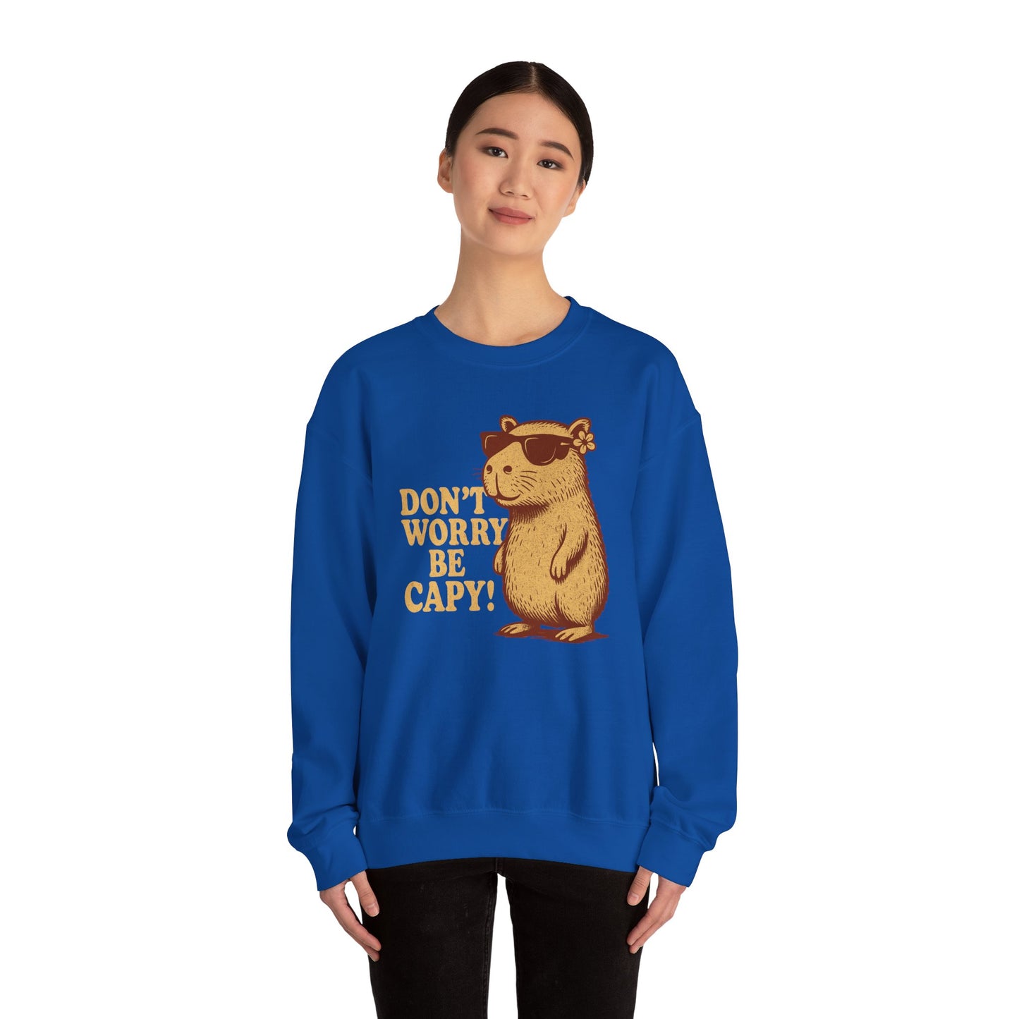 Don't Worry Be Capy! - Unisex Heavy Blend Crewneck Sweatshirt - Riff Raff Wear