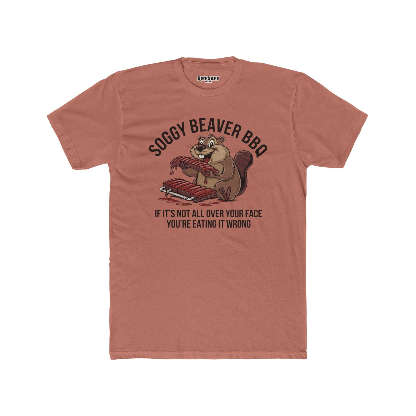 Soggy Beaver BBQ Unisex Cotton Crew Tee - Fun Foodie Shirt - Riff Raff Wear