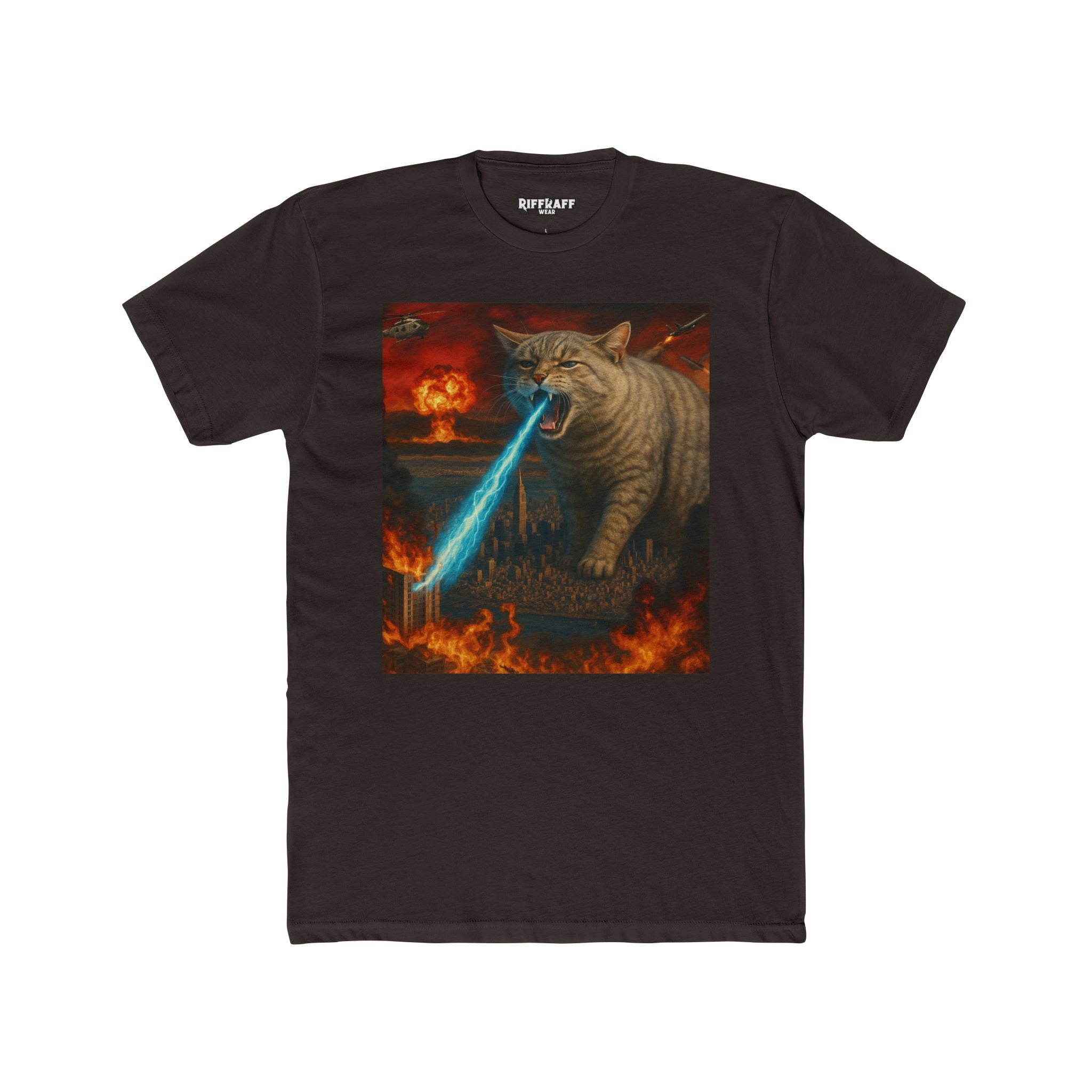 Epic Cat Battle Unisex Cotton Crew Tee - Fun Graphic Tee for Animal Lovers - Riff Raff Wear