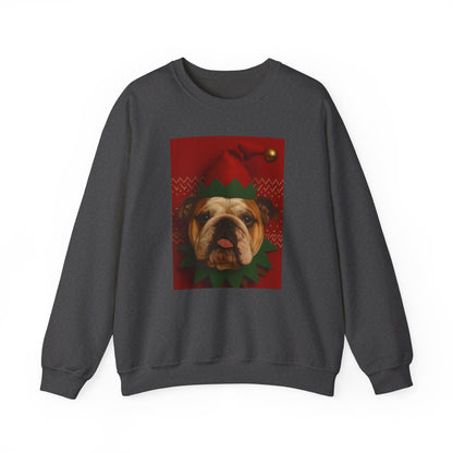Festive Bulldog Christmas Sweatshirt, Cozy Sweatshirt, Holiday Apparel, Dog Lover Gift, Christmas Sweater, Fun Winter Outfit - Rif Raff Wear