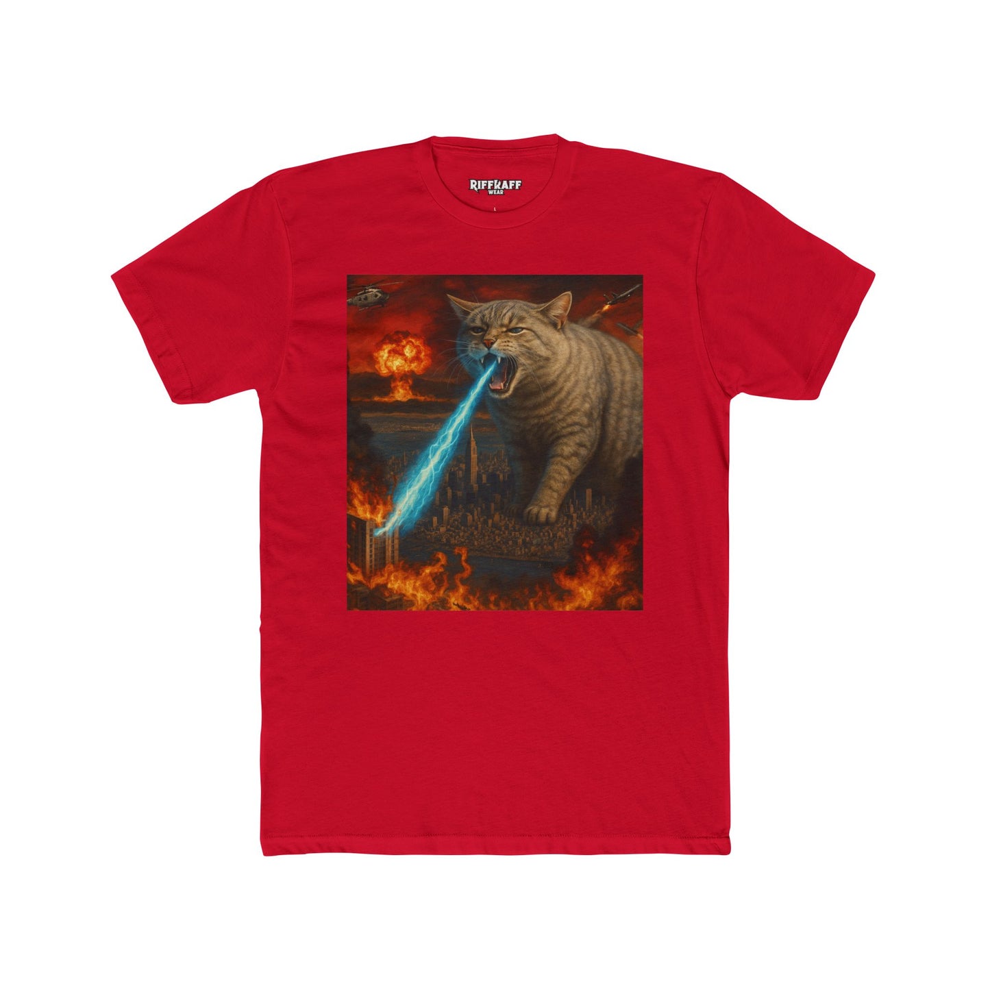 Epic Cat Battle Unisex Cotton Crew Tee - Fun Graphic Tee for Animal Lovers - Riff Raff Wear