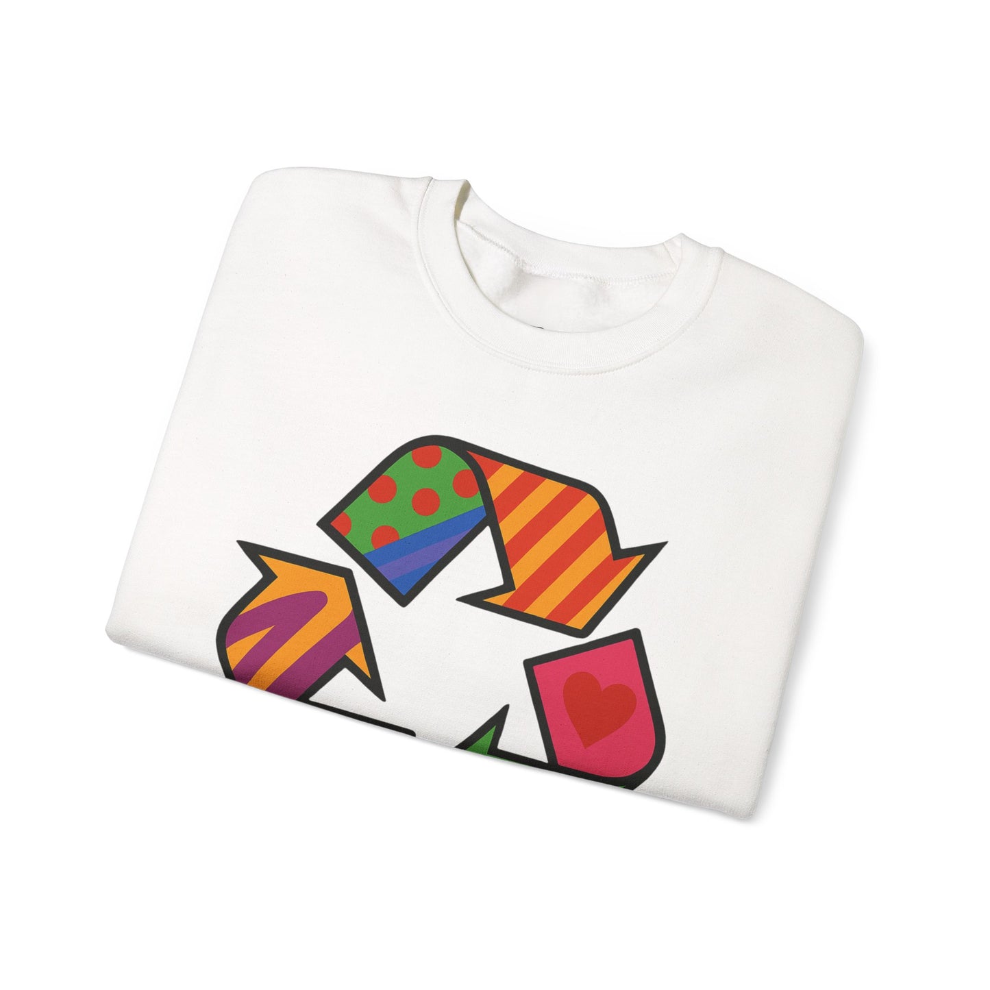 Eco-Friendly Graphic Sweatshirt - Unisex Heavy Blend™ Crewneck with Colorful Recycle Design - Riff Raff Wear