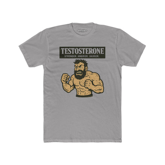 Testosterone Unisex Cotton Crew Tee - Stronger Angry Wiser - Casual Graphic Shirt - OverRX - Riff Raff Wear