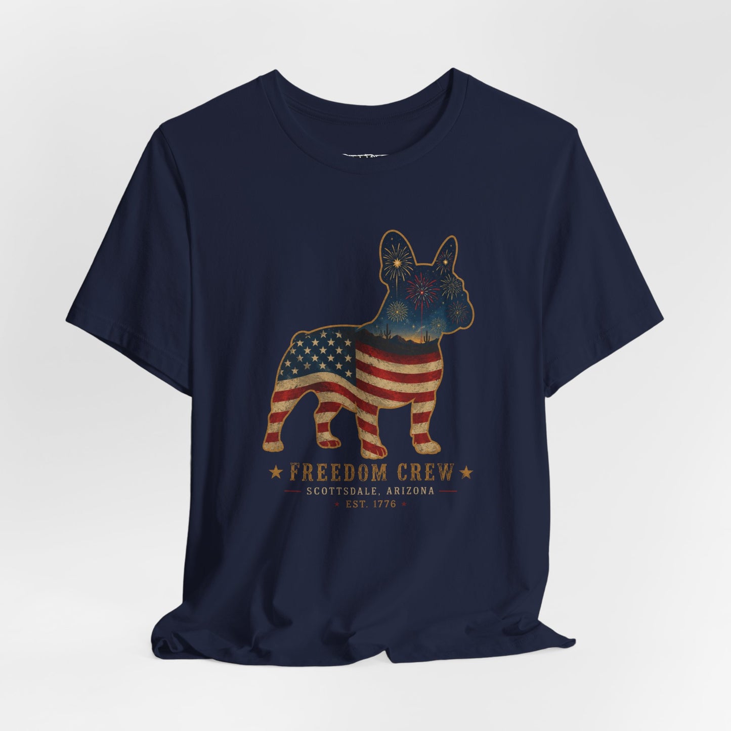 Freedom Crew Frenchie T-Shirt – Patriotic Bulldog Flag Tee