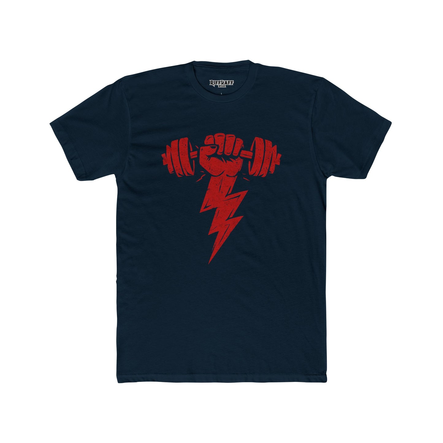 Motivational Gym Crew Tee - Bold Fist & Dumbbell Design - Riff Raff Wear