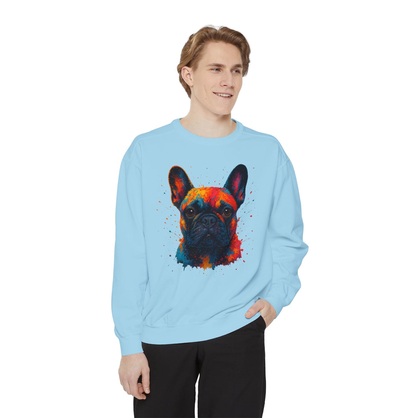Colorful French Bulldog Sweatshirt - Unisex Garment-Dyed Design - Riff Raff Wear